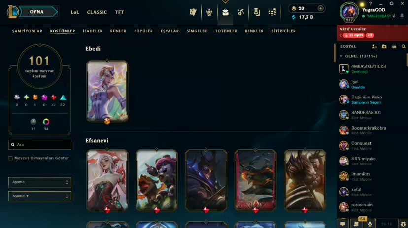 217 level 1m master yi 101 kostüm 35 renk paketi